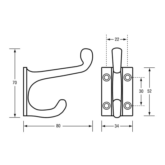 ML204SCP Dual Robe Hook (Satin Chrome Finish) to Kirkbuild