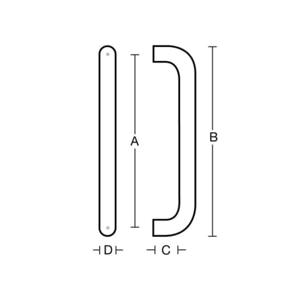 Straight Rounded Corner Pull Handles (pair) C to C 350mm Kirk Build